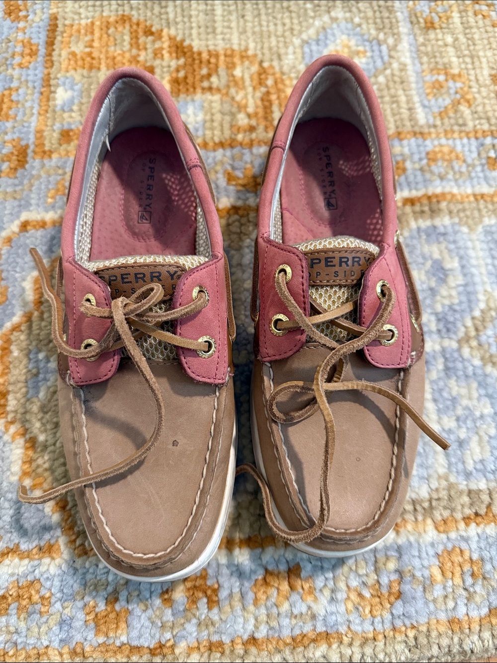 Sperry Brown and Rose Leather Boat Shoes
